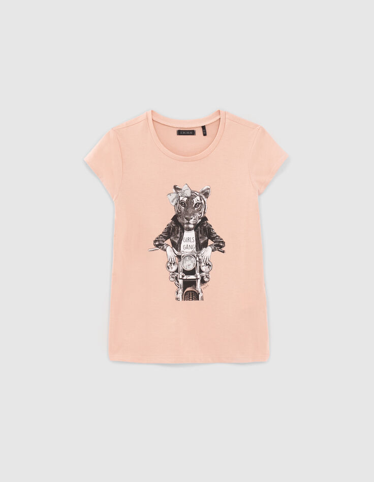 Camiseta rosa tigre motorista niña-1