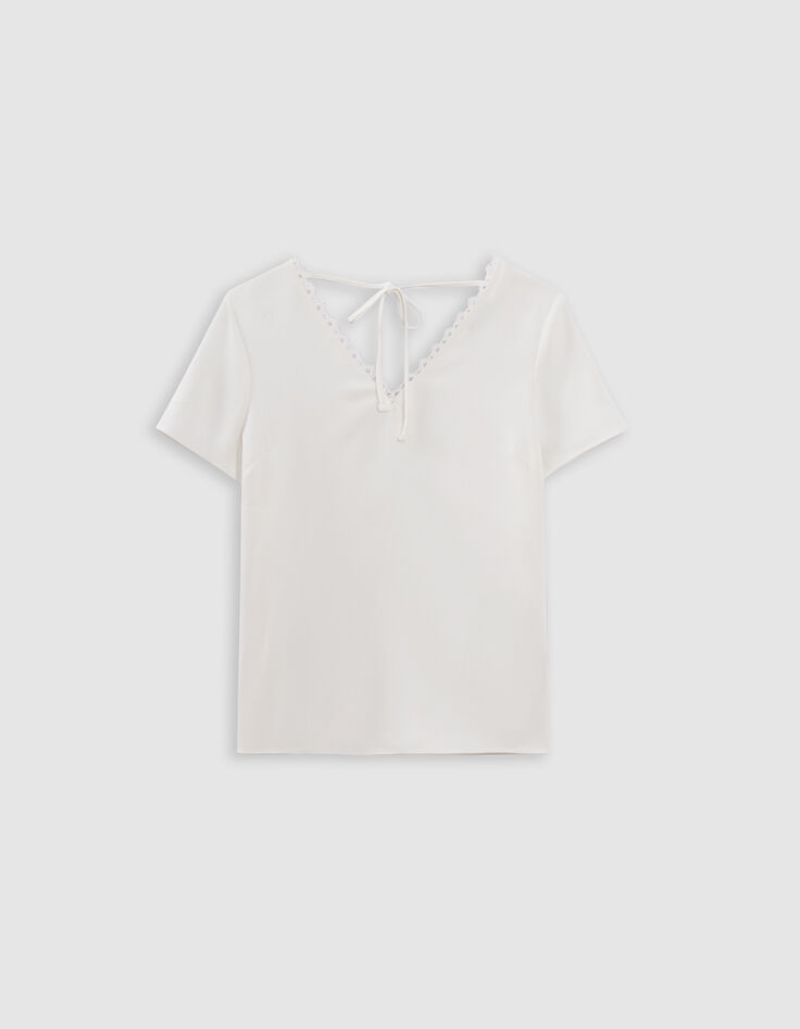 Ecru Lace-Trimmed Top-5