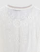 Cardigan blanc cassé bi matière brodé dos fille-6