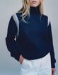 Pull marine tricot jacquard rayures placées Femme-5