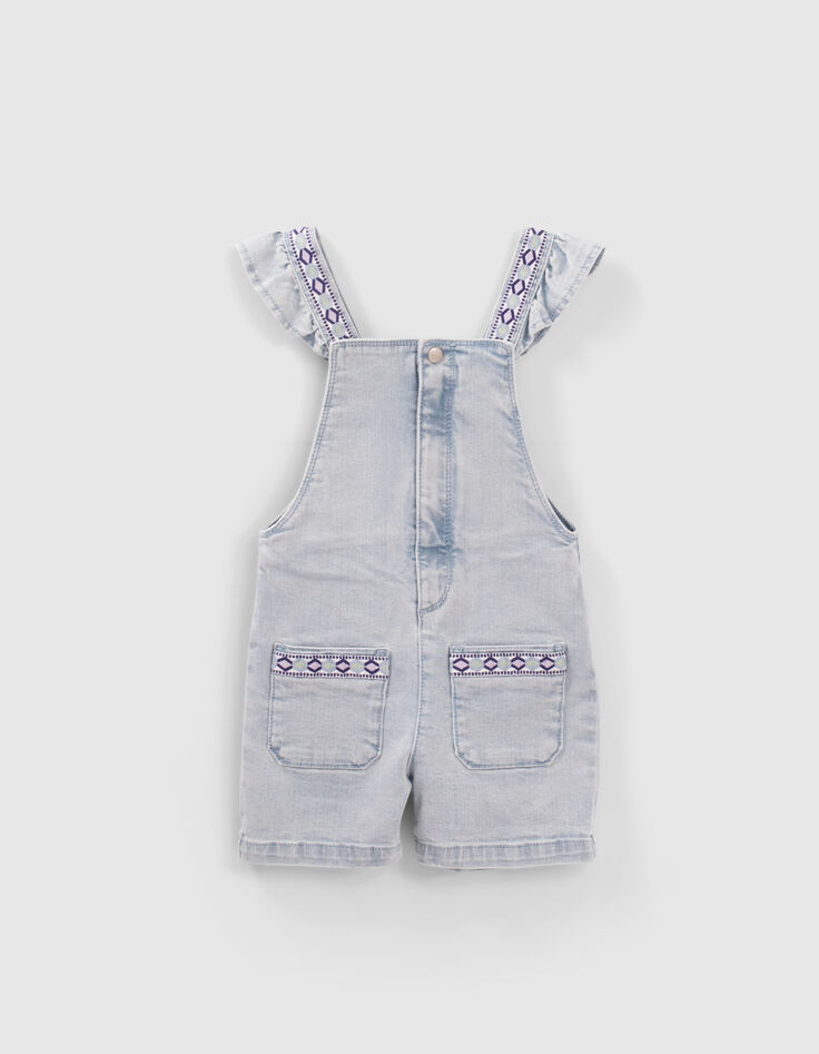 Set korte jeanstuinbroek en wit T-shirt meisjes-5