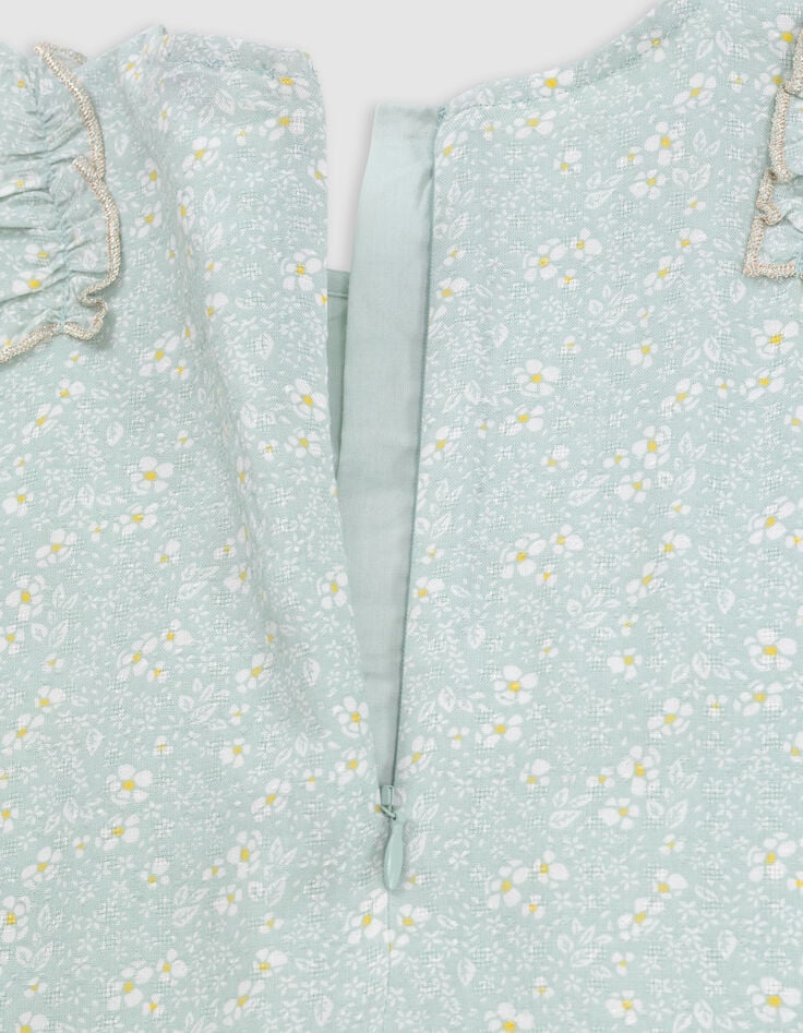 Blouse vert d'eau imprimé floral fille-5
