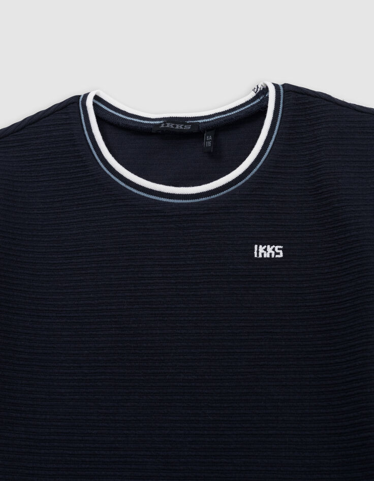 T-shirt bleu avec rayures en relief garçon-3