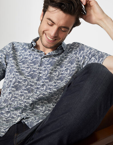 Chemise regular imprimée vagues indigo Homme - IKKS