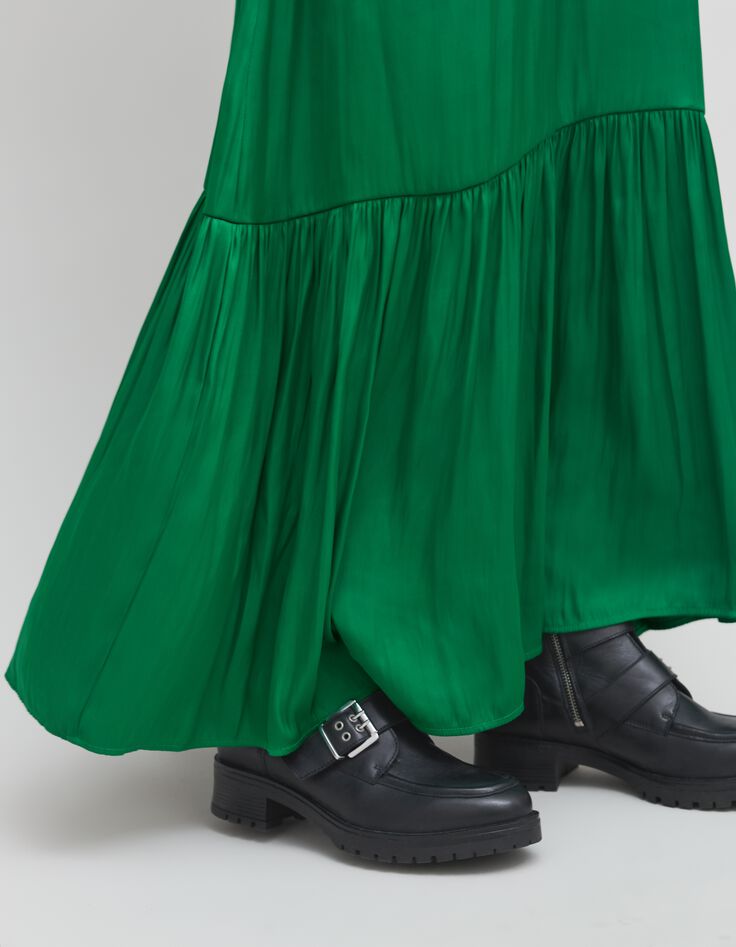 Groene gekreukte jurk van gerecycled polyester armsgaten-6