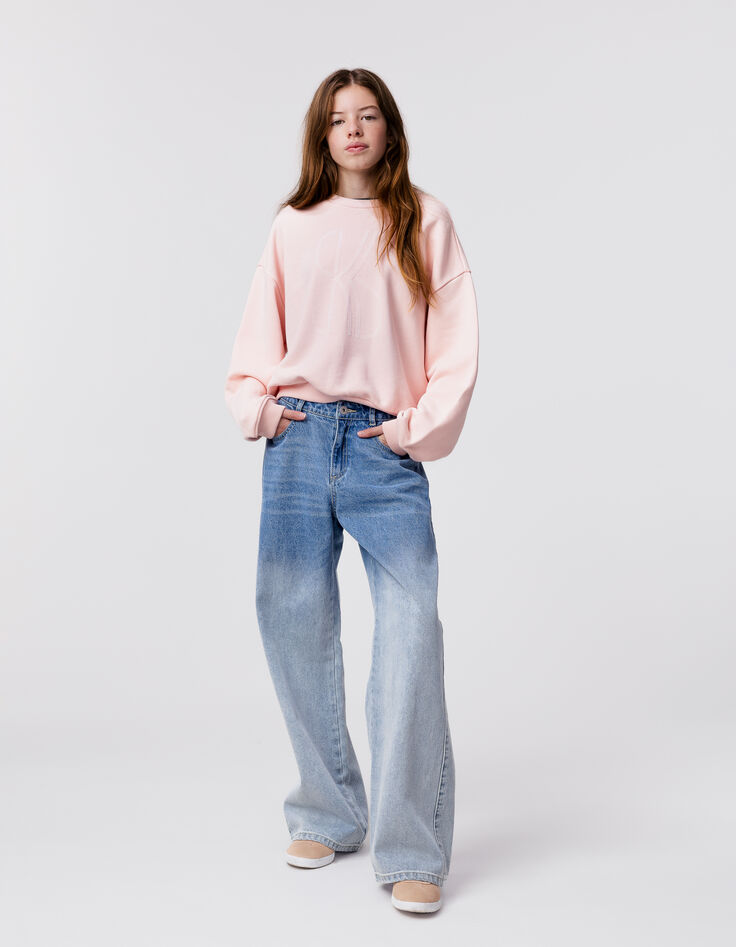 Blaue LARGE-Mädchenjeans Waterless mit Deep-Dye-Effekt-1