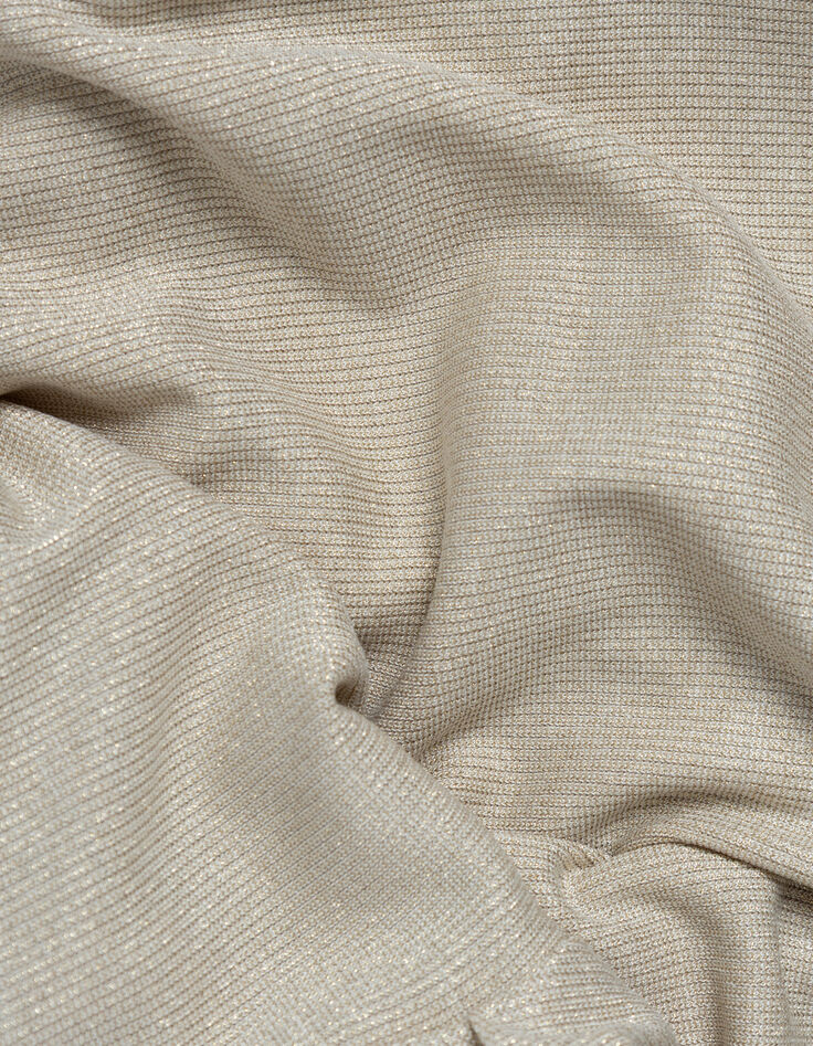 Mujer Cuello redondo con lentejuelas doradas y mangas fruncidas-8