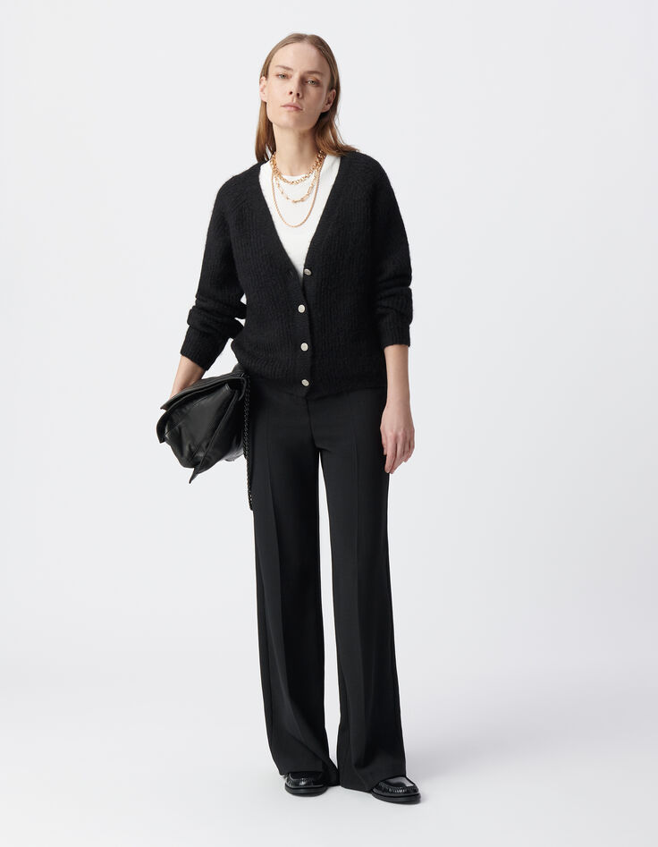 Schwarze Strickjacke in Übergröße für Damen-1