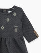 Baby girls’ grey marl embroidered damask dress-2
