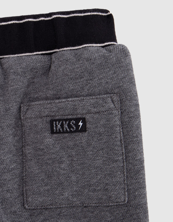 Pantalon gris ceinture bord-côte rayé bébé garçon-4
