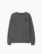 Pull indigo, kaki, blanc en tricot chiné garçon -1