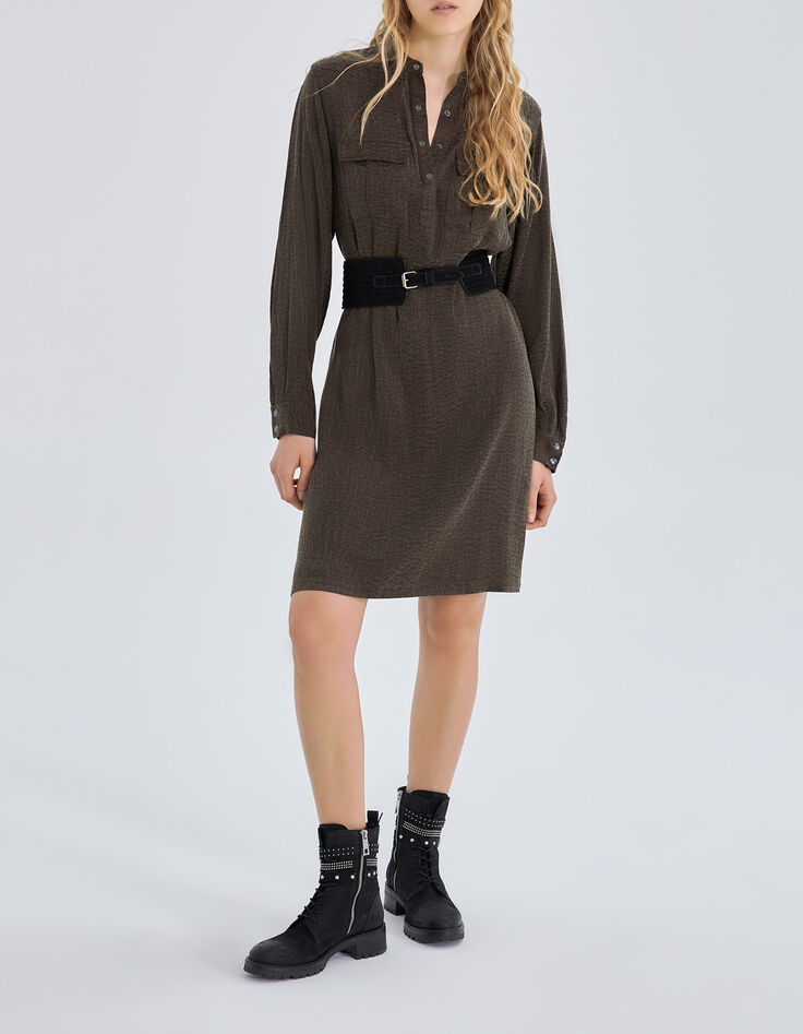 Women's lichen army vibes motif jacquard dress-5 Women's lichen army vibes motif jacquard dress-5