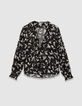 Chemise noire voile imprimé fleurs sauvages Femme-5