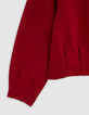 Rotes Sweatshirt, Paillettenmuster, Falten, Mädchen-5