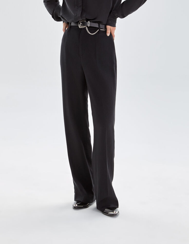 Pure Edition-Wijde zwarte broek dames-5