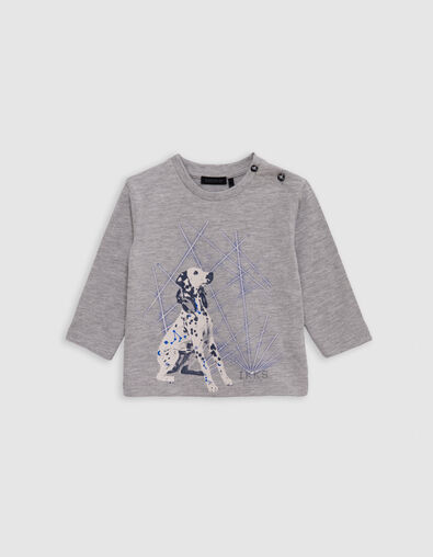 Camiseta gris algod&oacute;n perro visual y l&aacute;seres beb&eacute; ni&ntilde;o - IKKS