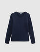 Marineblauw T-shirt met lange mouwen Heren-5
