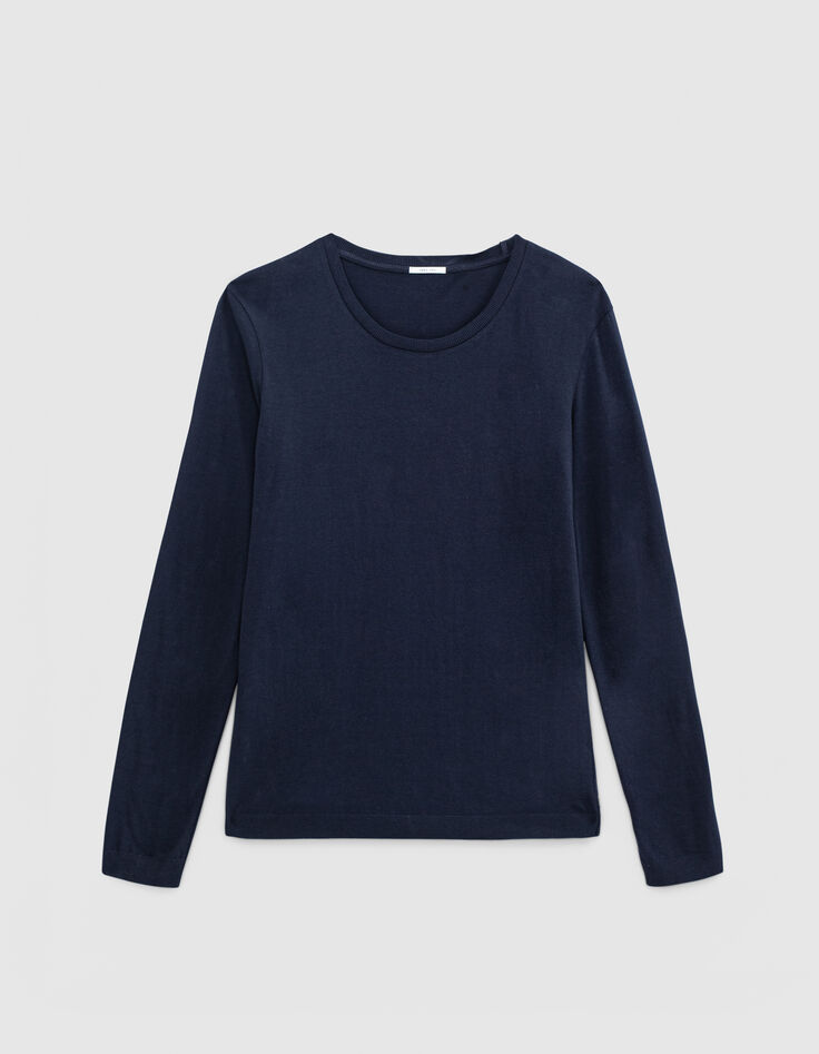 Marineblauw T-shirt met lange mouwen Heren-5