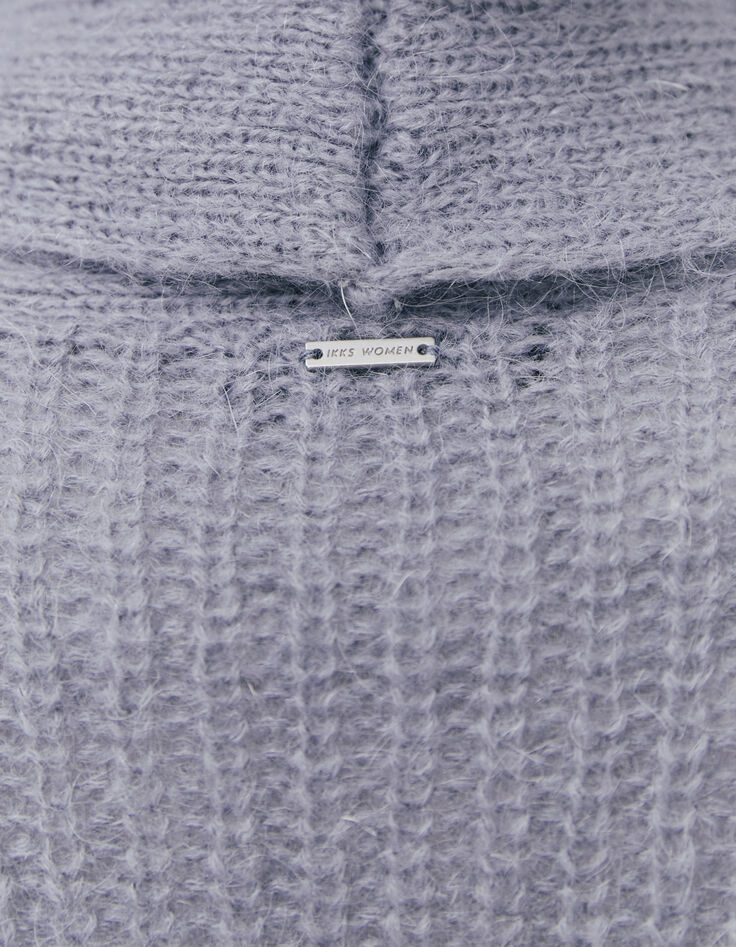 Cardigan gris chiné en maille effet poil femme-5