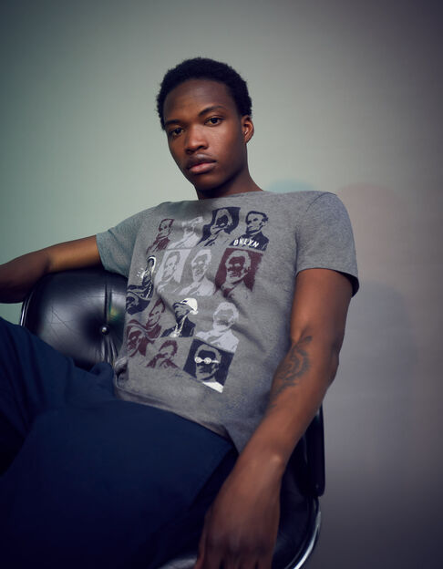 Men’s grey pop art-style t-shirt