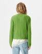 Cardigan vert tricot mousseux 100% laine Femme-3