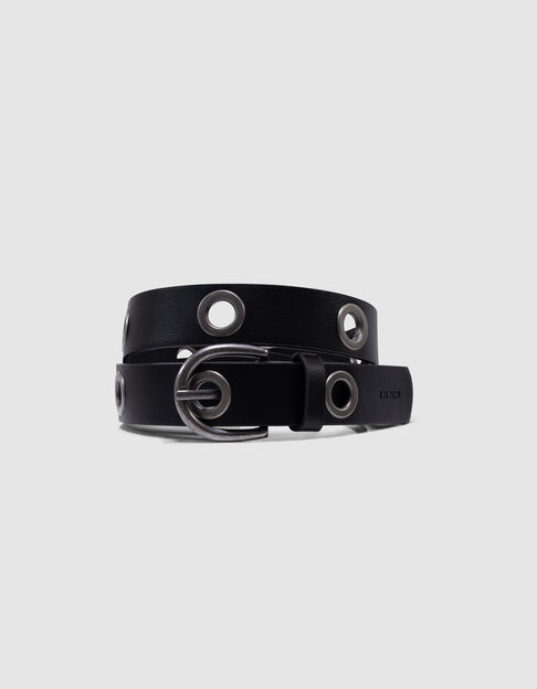 Girls’ black belt with XL eyelets - IKKS