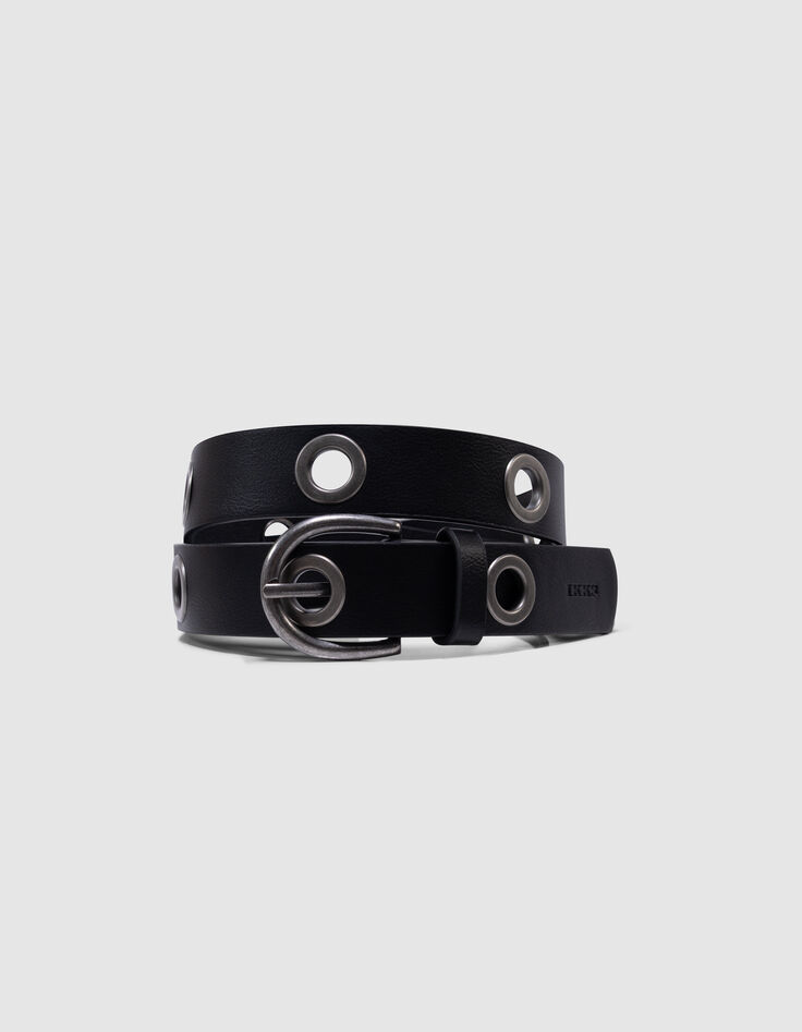 Girls’ black belt with XL eyelets-1 Girls’ black belt with XL eyelets-1