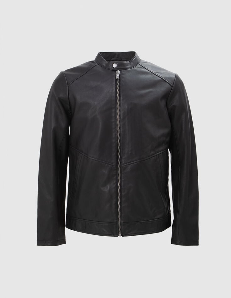 Men's black leather jacket-6