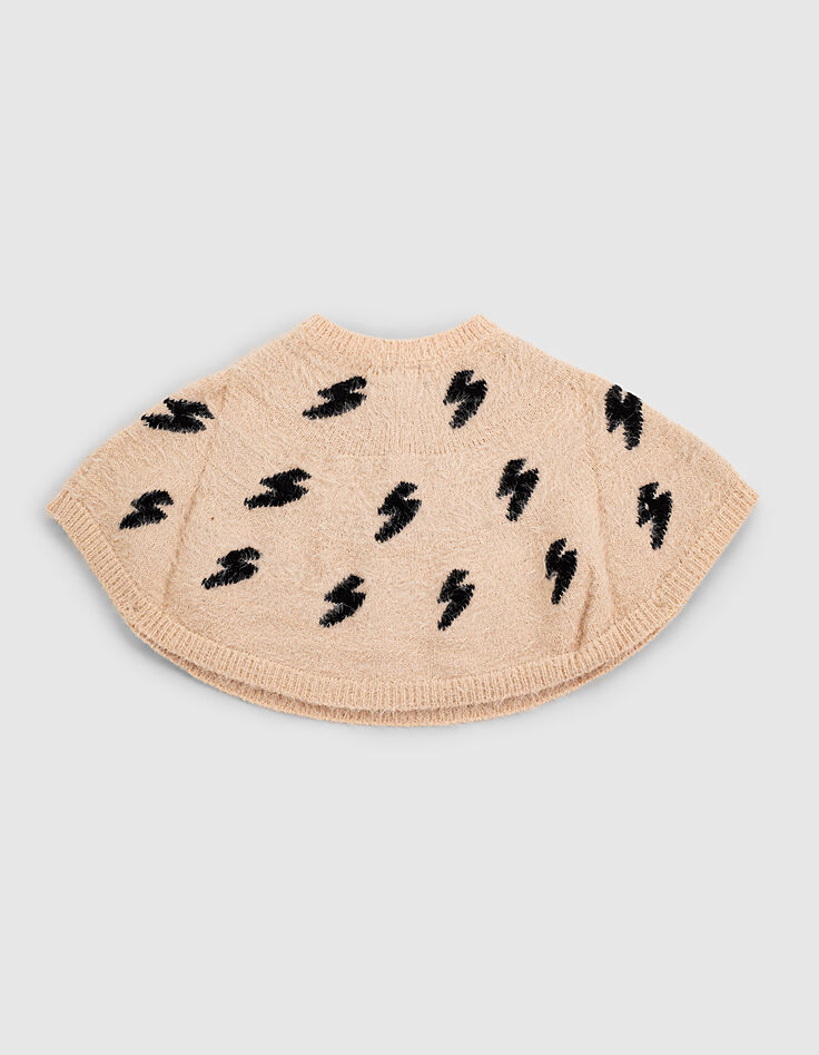 Puderrosa Strickcape mit schwarzen Blitzen für Babymädchen-4