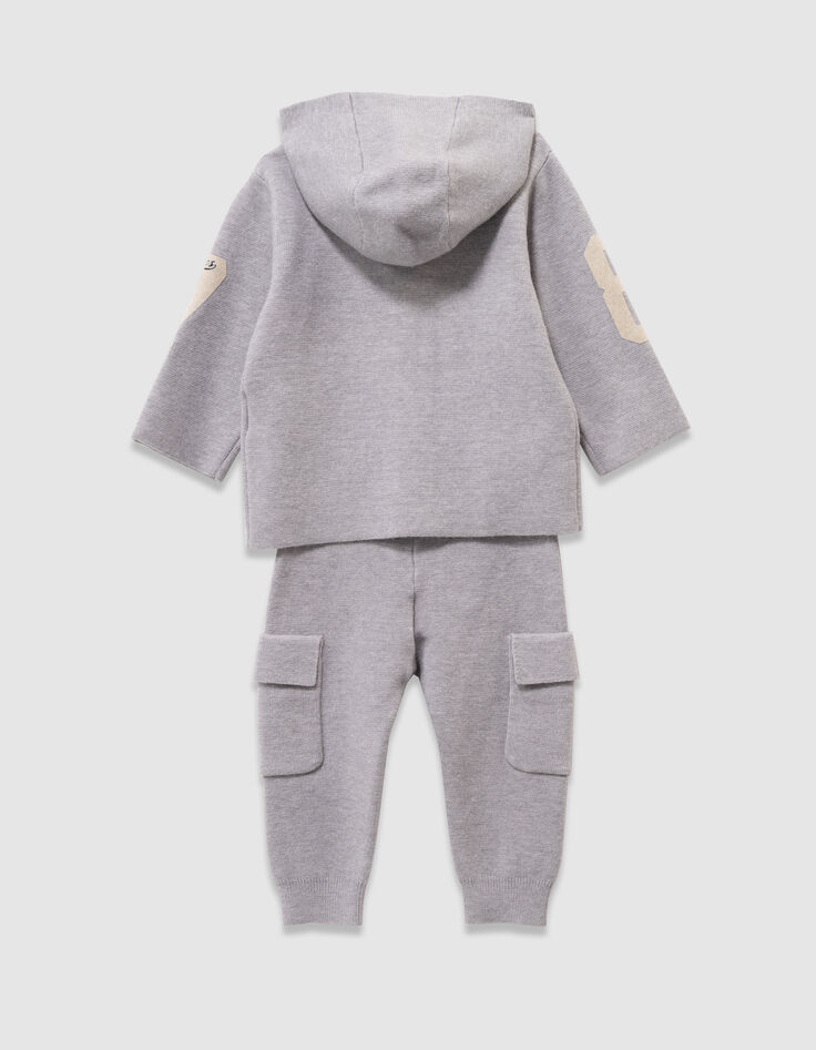 Ensemble cardigan et pantalon gris tricot bébé garçon-2