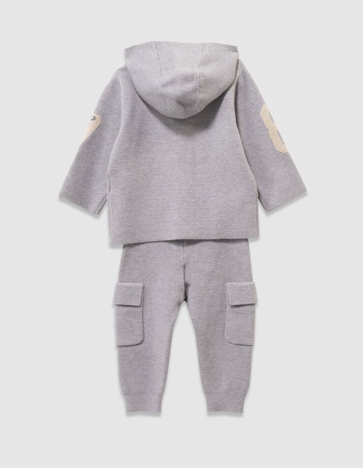 Ensemble cardigan et pantalon gris tricot bébé garçon-2 Ensemble cardigan et pantalon gris tricot bébé garçon-2