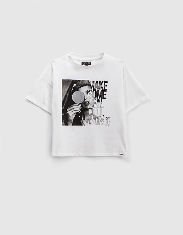 Gebroken wit T-shirt foto en tekst meisjes-3