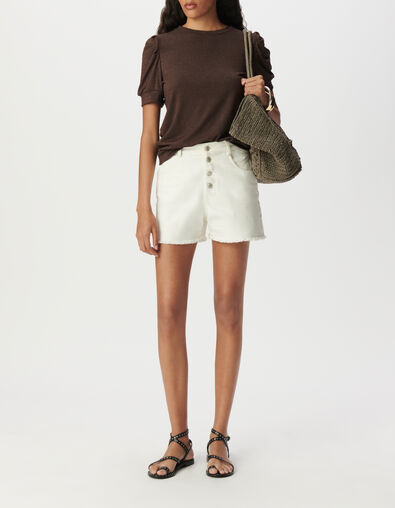 Iridescent brown ribbed knit T-shirt - IKKS