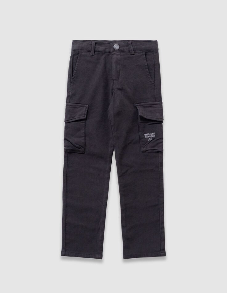 Boys’ black cargo-style straight trousers-4 Boys’ black cargo-style straight trousers-4