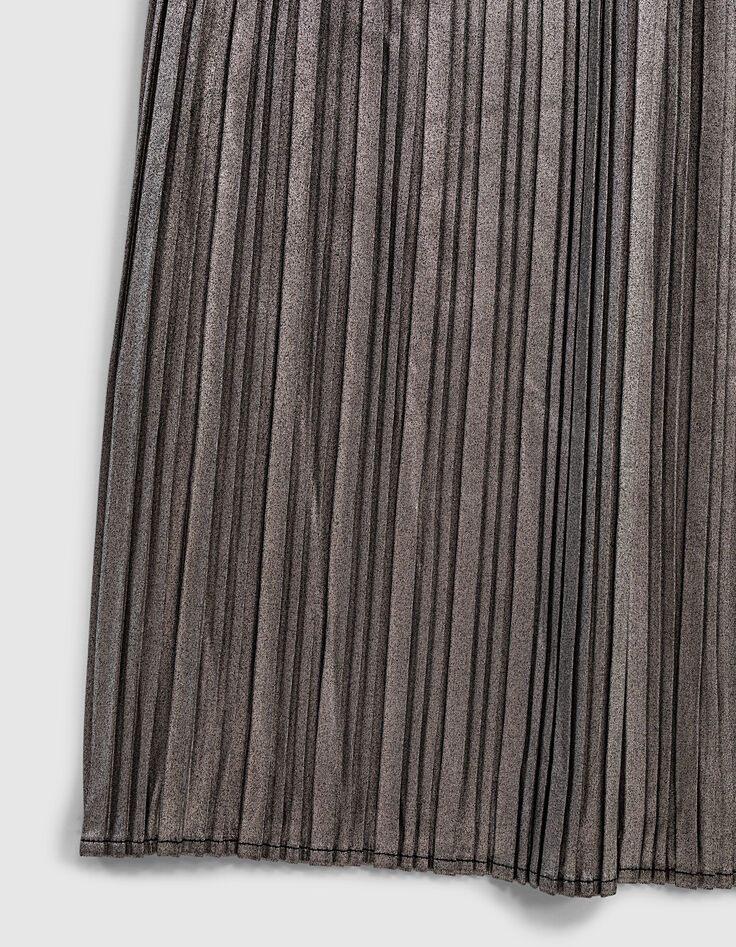 Robe midi noire bi mati&egrave;re pliss&eacute;e fille-3
