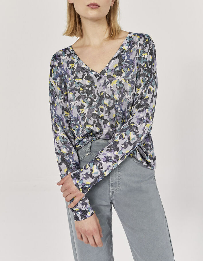 Women’s metallic thread camouflage motif sweater-3
