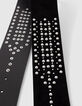 Ceinture large noire cuir velours clouté Femme-4