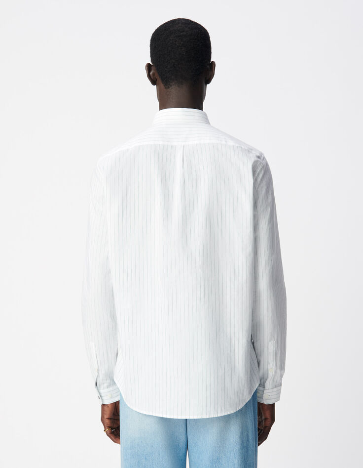 Camisa regular de rayas verde almendra para Hombre-4