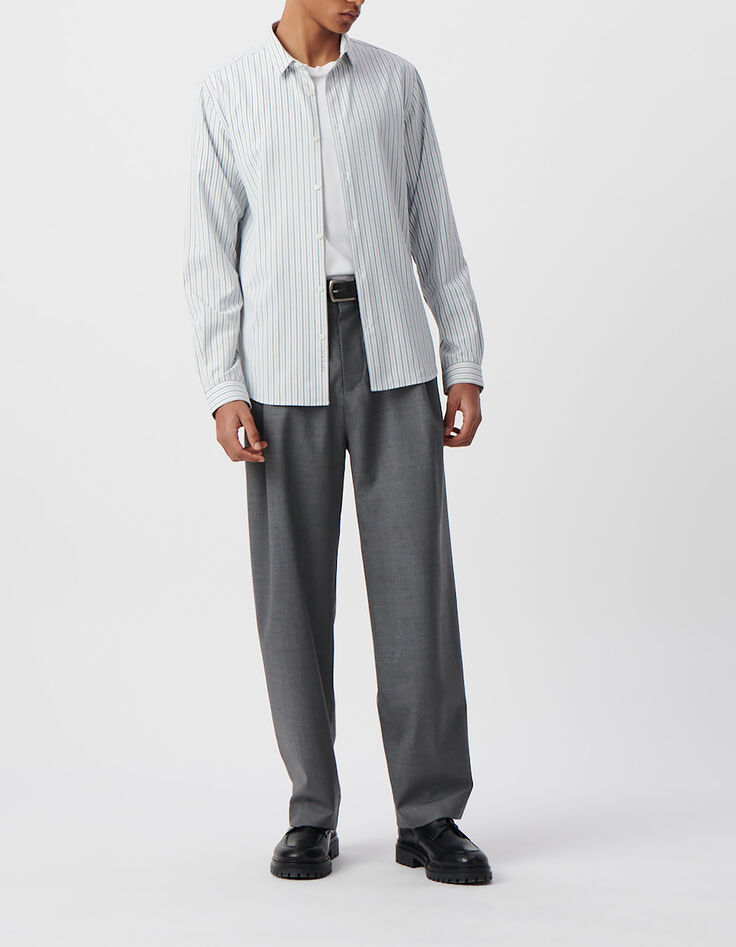 Chemise REGULAR blanche rayures marine SEAWOOL&reg; Homme-3