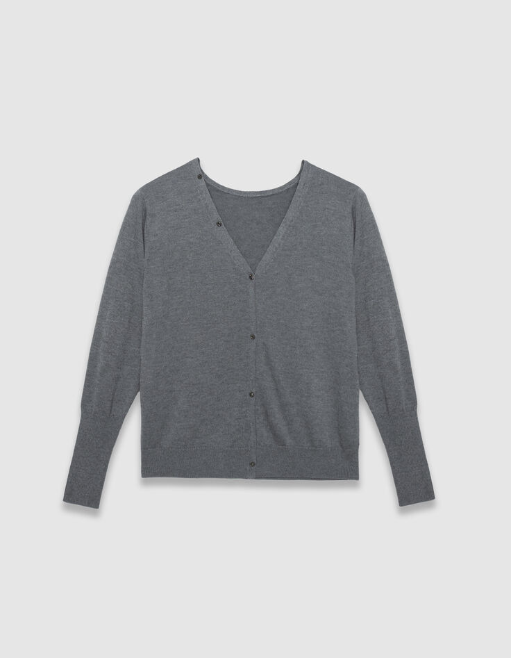 Grijs gebreid vest omkeerbaar voor/achter Dames-6