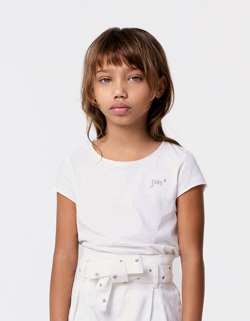Camiseta blanco roto Essentiel niña algodón eco - IKKS