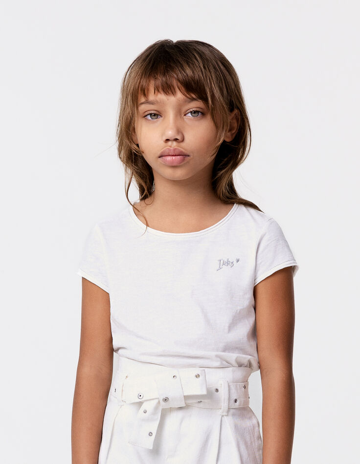 Camiseta blanco roto Essentiel niña algodón eco-4
