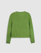 Cardigan vert tricot mousseux 100% laine Femme-6