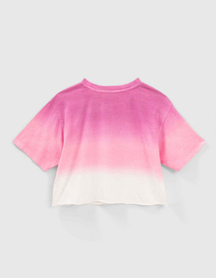 Girls’ pink deep dye T-shirt with slogan - IKKS