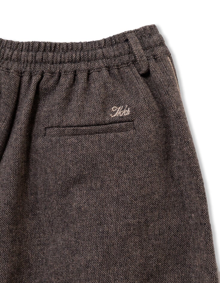 Weite Braune Mädchenhose melierter Flanell-8 Weite Braune Mädchenhose melierter Flanell-8