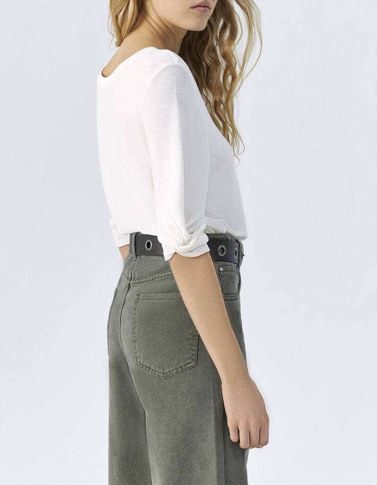 Pull écru tricot boutons dos réversible devant/dos femme-2