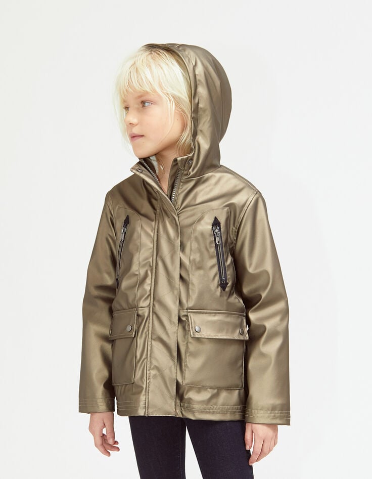 Parka doré fourrée à capuche fille-1