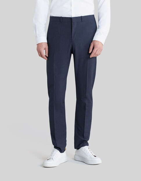 Pantalon de costume marine mini-carreaux TRAVEL SUIT Homme - IKKS