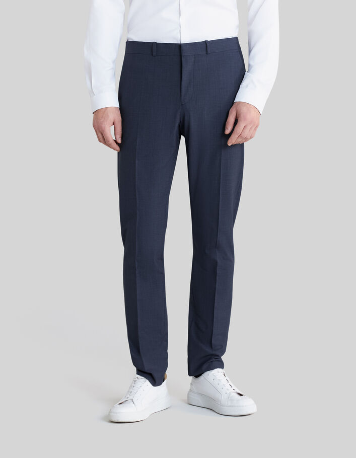Men’s navy mini-check TRAVEL SUIT suit trousers - IKKS