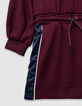 Robe bordeaux esprit sport bandes côtés fille-6